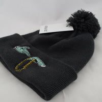 Run The Jewels Roll Up Bobble Beanie In Charcoal