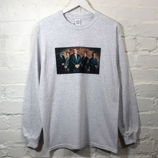Sopranos Mobsters Printed Long Sleeve Tee In Grey