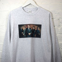 Sopranos Mobsters Printed Long Sleeve Tee In Grey