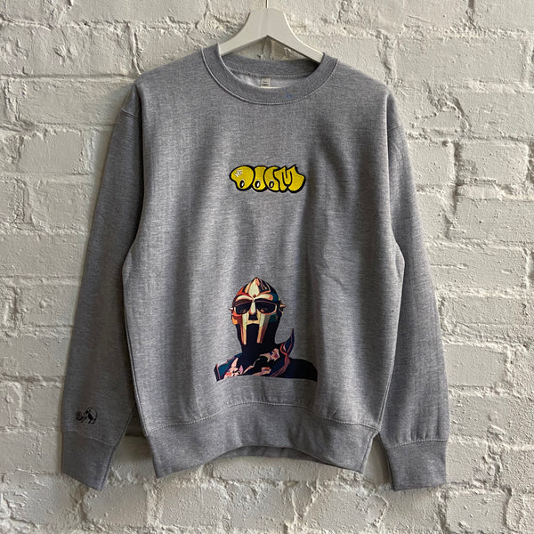 MF Doom Triple Threat Printed & Embroidered Sweatshirt In Grey