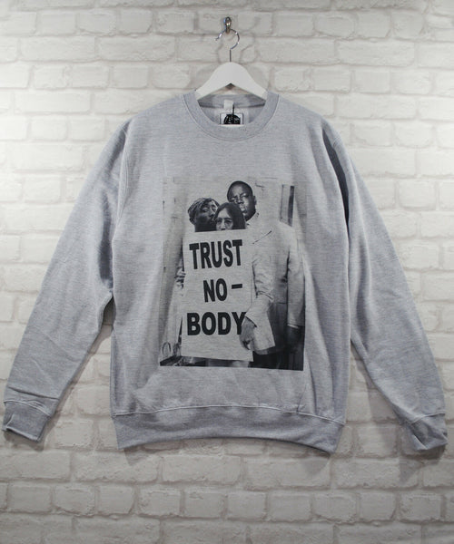 Trust Nobody Biggie, Tupac & Lennon Printed Sweatshirt In Grey