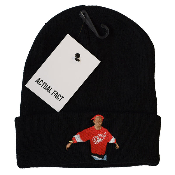 Tupac Spit Roll Up Beanie In Black