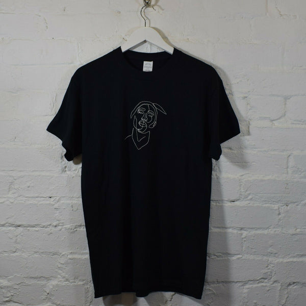Tupac Outline Embroidered Tee In Black