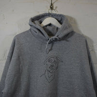 Tupac Outline Embroidered Hoodie In Grey