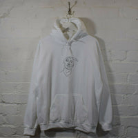 Tupac Outline Embroidered Hoodie In White