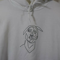 Tupac Outline Embroidered Hoodie In White