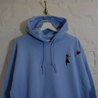 Wu X Banksy Embroidered Hoodie In Sky Blue