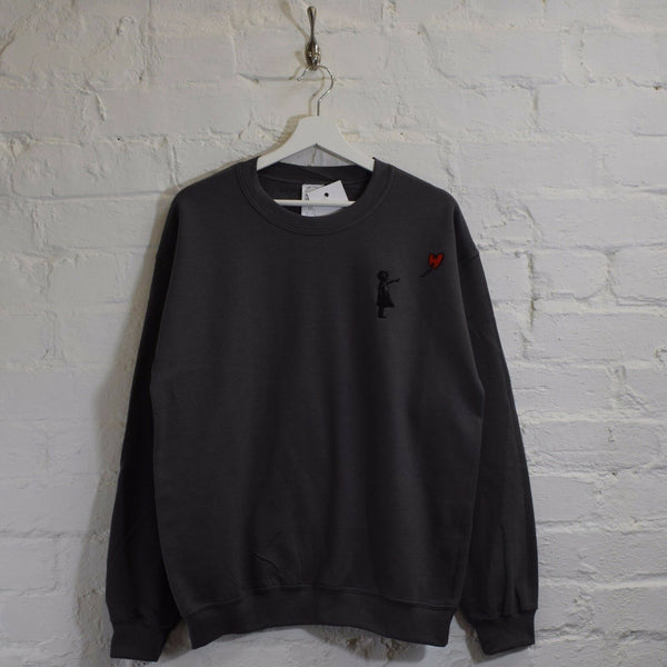 Wu X Banksy Embroidered Sweatshirt In Charcoal