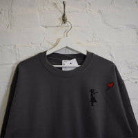 Wu X Banksy Embroidered Sweatshirt In Charcoal