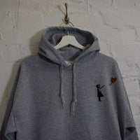 Wu X Banksy Embroidered Hoodie In Grey