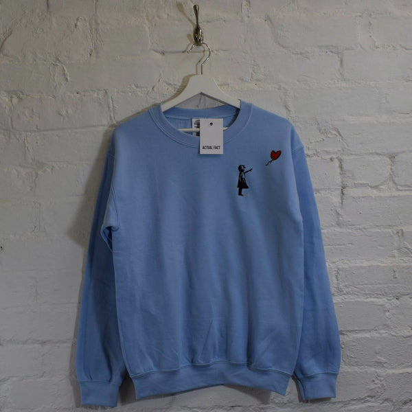 Wu X Banksy Embroidered Sweatshirt In Sky Blue