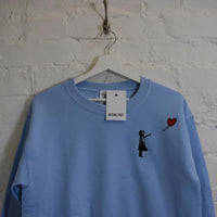 Wu X Banksy Embroidered Sweatshirt In Sky Blue