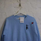 Wu X Banksy Embroidered Sweatshirt In Sky Blue