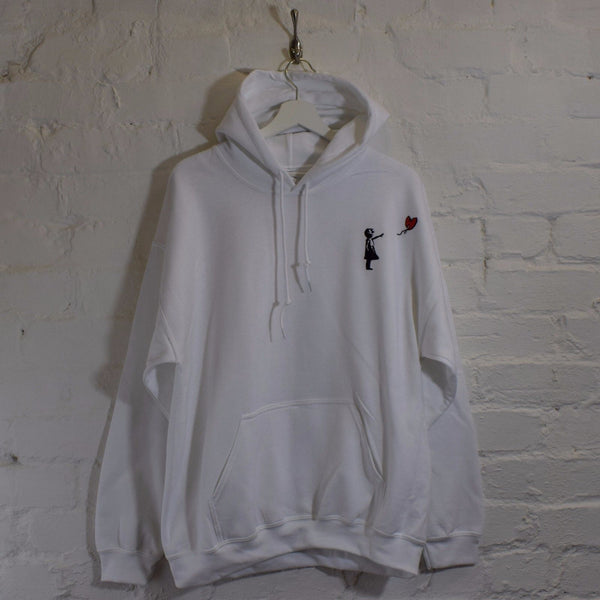 Wu X Banksy Embroidered Hoodie In White