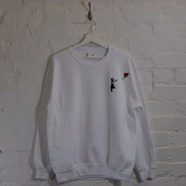 Wu X Banksy Embroidered Sweatshirt In White