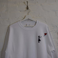 Wu X Banksy Embroidered Sweatshirt In White