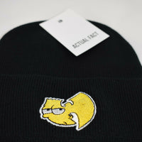 Wu X Bart Roll Up Beanie In Black