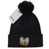 Wu X Green Donut Roll Up Bobble Beanie In Charcoal