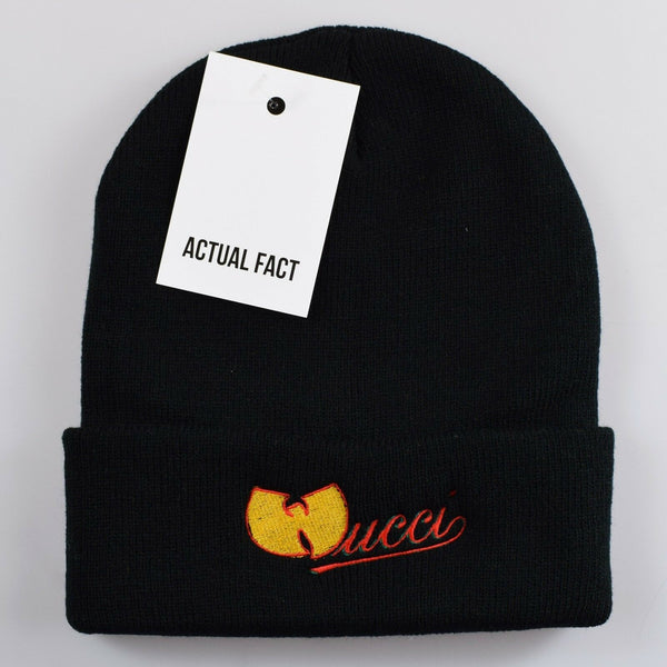 Wucci Hip Hop Roll Up Beanie In Black