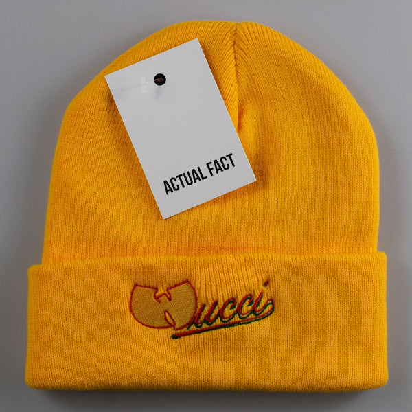 Wucci Hip Hop Roll Up Beanie In Yellow
