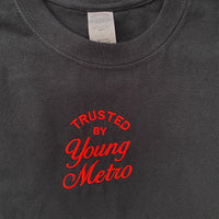 Young Metro Embroidered Tee In Black
